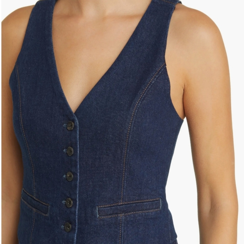 Paige Antonella Dark Wash Fitted Vest Size 4 NWOT. ($209 Retail) - Picture 11 of 13
